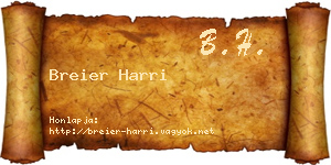 Breier Harri névjegykártya